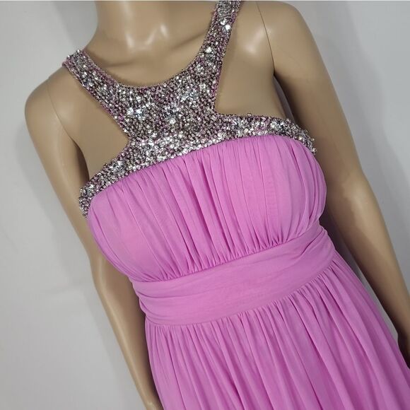 City Studio Jeweled Neck Pink Evening Dress - Picture 4 of 9